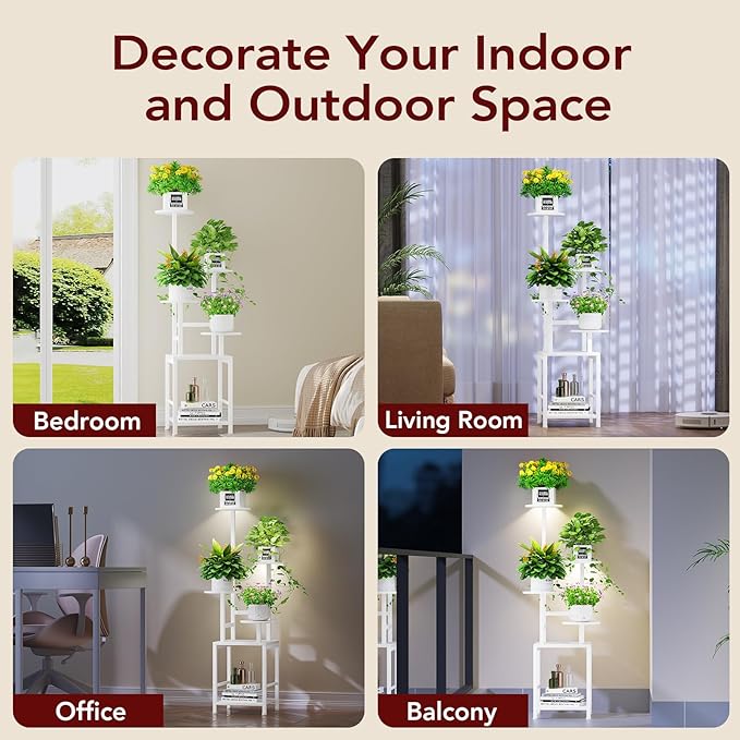 Plant Stand Indoor with Grow Light, 5-Tiered Tall Plant Stand Indoor, Metal - Image 4