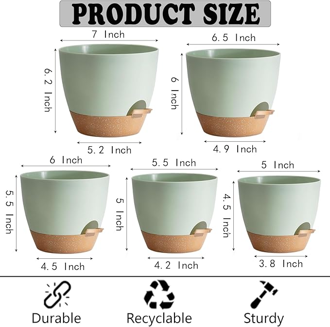 Self Watering Planter Pots Set of 5 - Image 2
