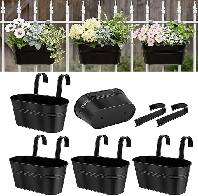 Metal Railing Planters for Outdoor Plants by vensovo