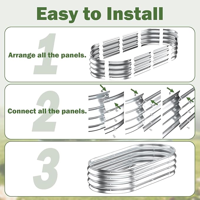 Galvanized Raised Garden Bed Outdoor, Easy Assemble Small Oval Plant Container - Image 6