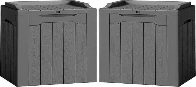 Flamaker 2 Pack Deck Box 31 Gallon Waterproof Resin Storage Box by Flamaker