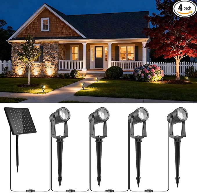 ZYAN Solar Landscape Spotlights, Separate Monocrystalline Panels & USB-C by ZYAN
