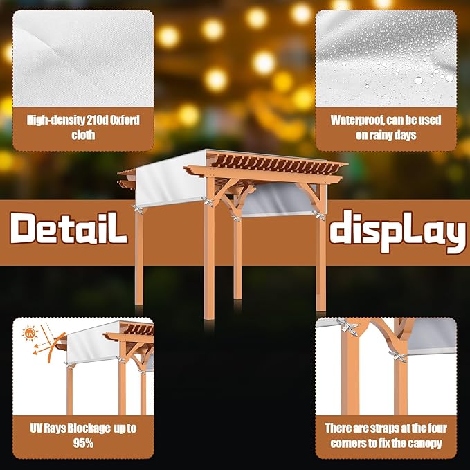 Universal Pergola Replacement Canopy Outdoor Canopy Shade Cover Waterproof - Image 3