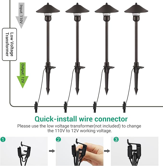 EDISHINE Low Voltage Pathway Lights, 3W 150 LM 3000K 16.5“ Tall LED Landscape - Image 4