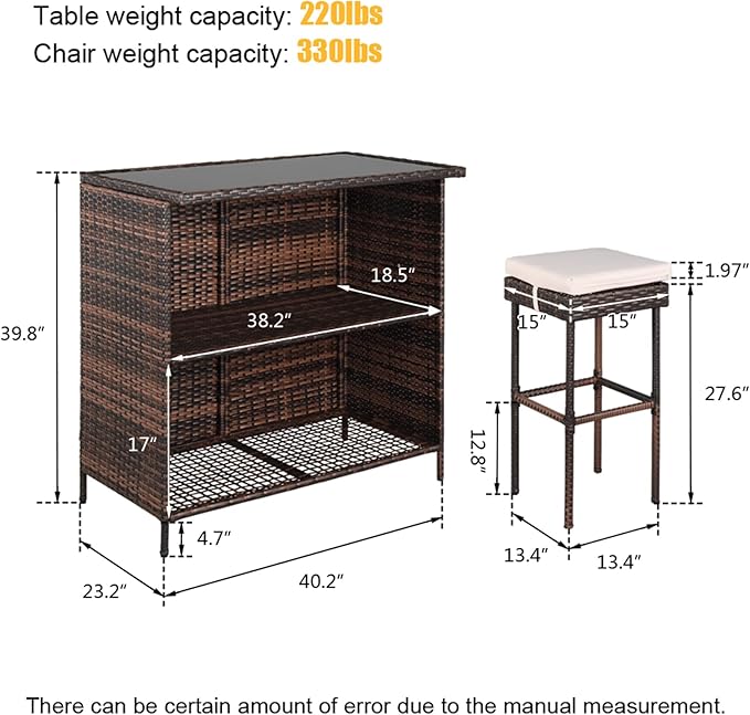 Outvita Wicker Patio Outdoor Bar Set - Image 2