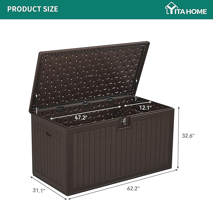 YITAHOME XXL 230 Gallon Large Deck Box, Outdoor Storage - Image 9