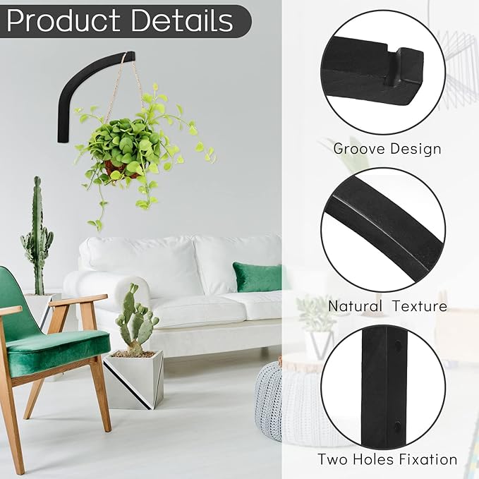 Juexica 4 Pcs Plant Hanger Wooden, 8 Inch Hanging Plant Hooks - Image 3