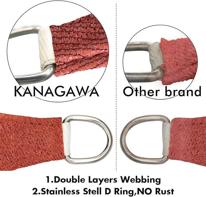 KANAGAWA 10'X15' Rust Red Custom Size Sun Shade Sail Rectangle UV Block Canopy - Image 5