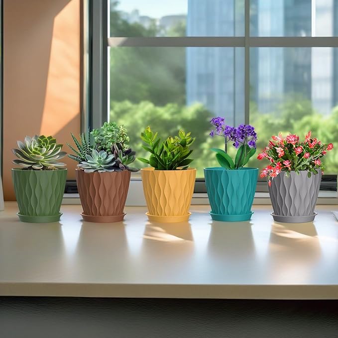 6 Inch Plant Pots, 6 Pack Indoor Flower Pots, Planters - Image 6