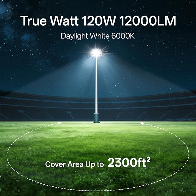 USTELLAR 120W LED Flood Lights Outdoor Hardwired 2Pack Bright 120W Equiv. - Image 2