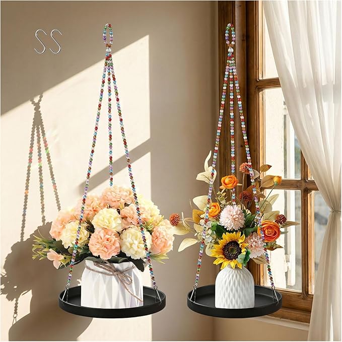 2-Pack Modern Boho Macrame Plant Hanger, 10/11 Inch Metal Hanging Planter Holder by Unknown