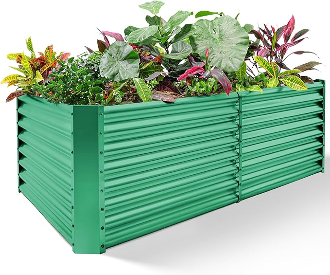 Land Guard 8×4×2 ft Galvanized Raised Garden Bed Kit, Galvanized Planter Raised by LandGuard
