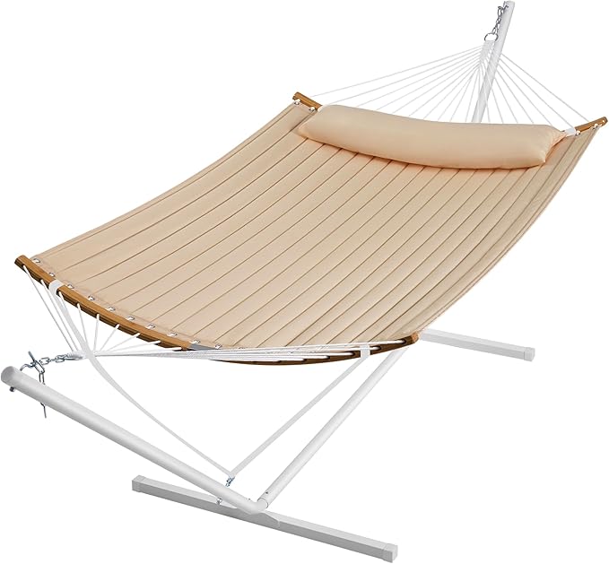 SUPERJARE Hammock with Stand, 2 Person Heavy Duty Hammock with Padded Cotton by SUPERJARE