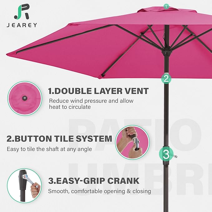 JEAREY 7.5FT Patio Umbrella Market Table Umbrella - Image 6