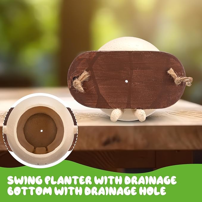 Domensi 2 Pcs Swing Hanging Planter Cute Smile Flower Face Pot Indoor Outdoor - Image 5
