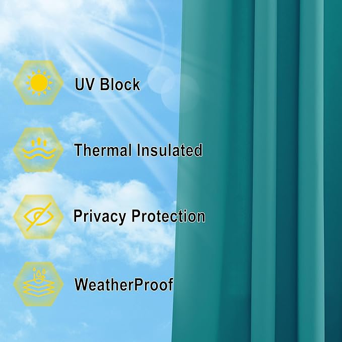NICETOWN Outdoor Curtainch for Patio Waterproof 84 inch Wide, Thermal Insulated - Image 5
