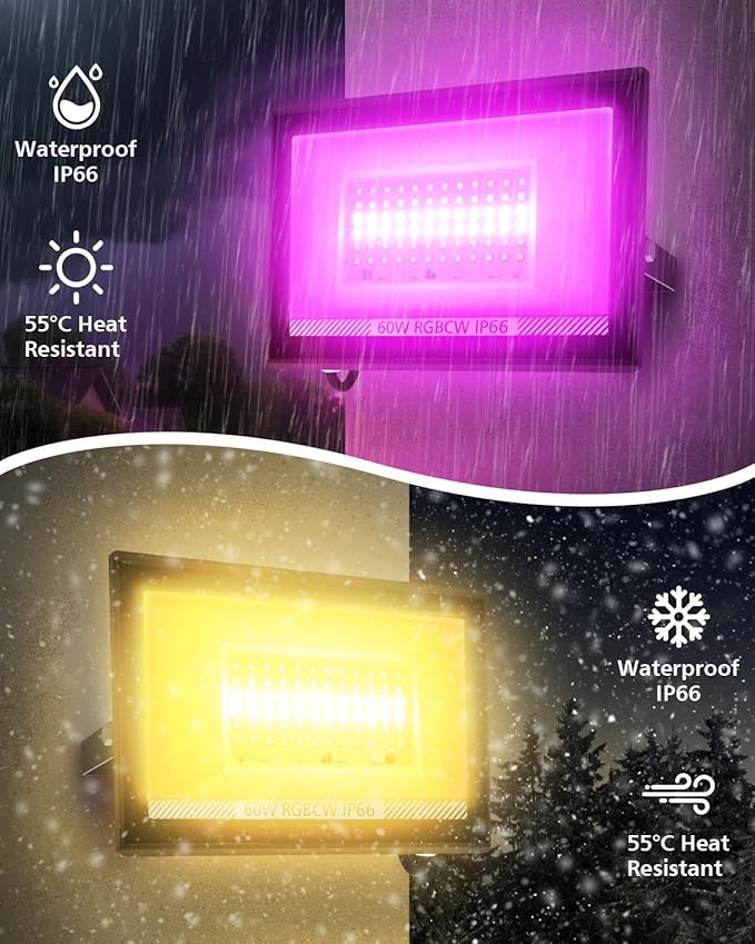 T-SUN Christmas Led Flood Light 60W, Outdoor Waterproof Color Changing Uplight - Image 7