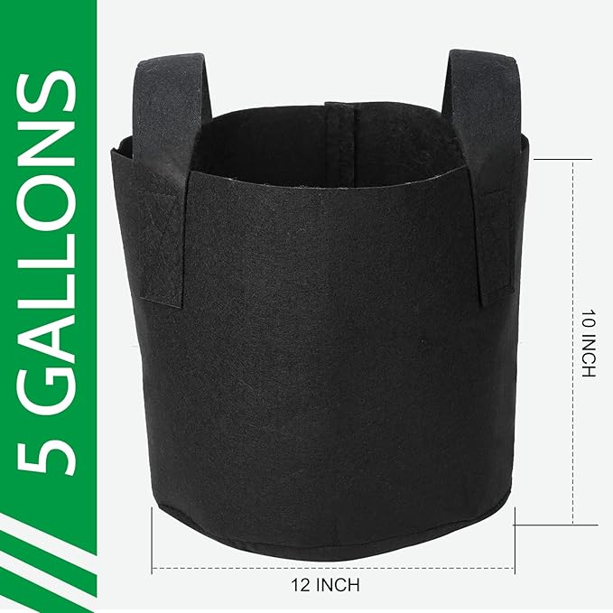JERIA 12-Pack 5 Gallon Grow Bags, 300G Thickened Nonwoven Garden Pots, Heavy - Image 2