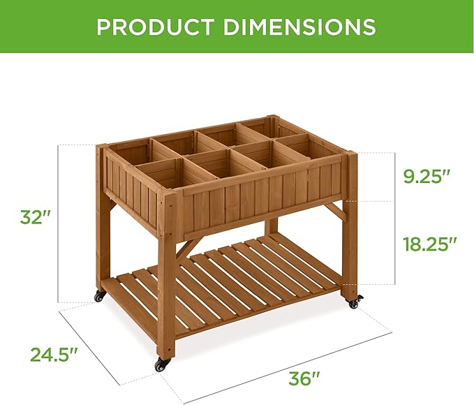 Best Choice Products Elevated 8 Pocket Herb Garden Bed, Mobile Raised - Image 7