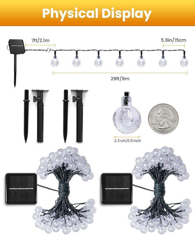 Brightown 2-Pack 120 LED 72 FT Solar String Lights Outdoor, Waterproof Solar - Image 3