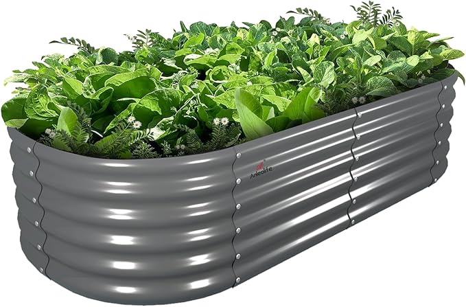 A ANLEOLIFE 6X2X1.5 ft Galvanized Raised Garden Beds Outdoor, Oval Round Metal by AAnleolife