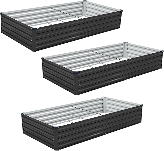 3 Pack 6x3x1FT Galvanized Raised Garden Bed Kit, Outdoor Metal Planter Box - Image 8