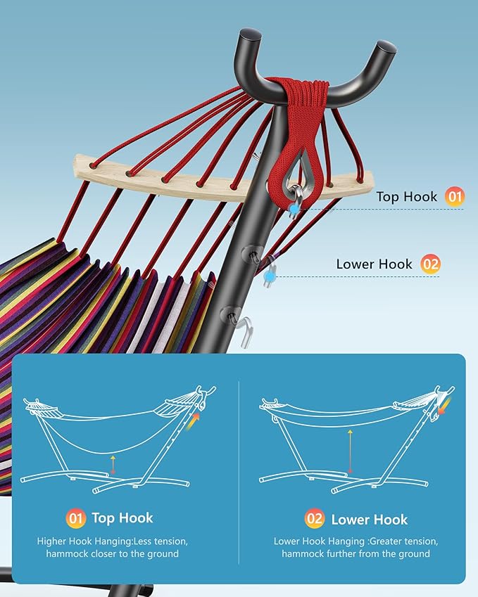 Double Hammock with Heavy-Duty Steel Stand, Easy Assembly, 600lbs Weight - Image 4