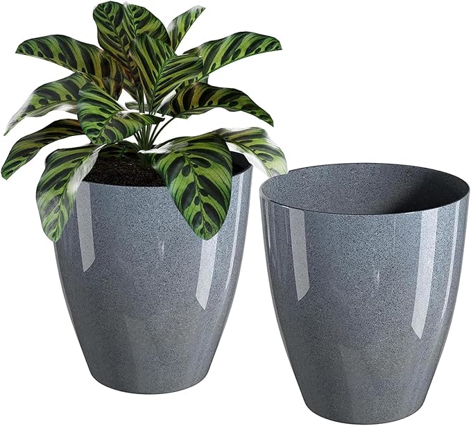 QCQHDU 10 inch Tall Planters for Indoor & Outdoor Plants, 2 Pack Sturdy by QCQHDU