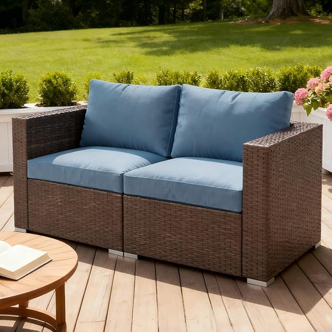 Wisteria Lane Patio Furniture Set, 2 Pieces Wicker Outdoor Furniture Patio Couch by WisteriaLane