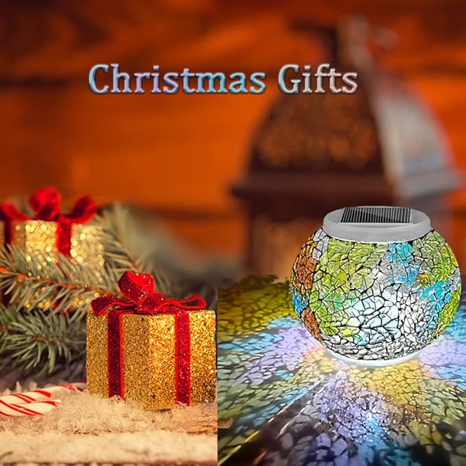 Aukora Color Changing Solar Powered Glass Ball Garden Lights, Solar Lantern - Image 3