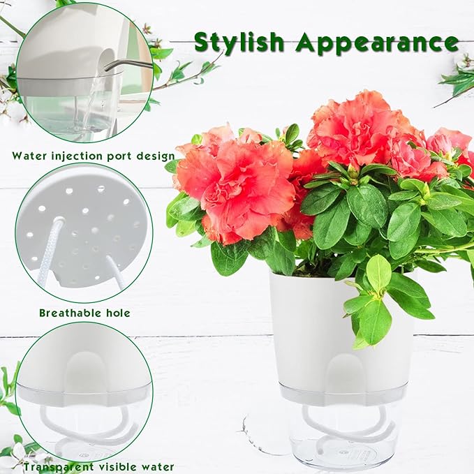 Haawooky 10 Pack Clear Self Watering Planters, 4.1Inch Wicking Flower Pots - Image 6
