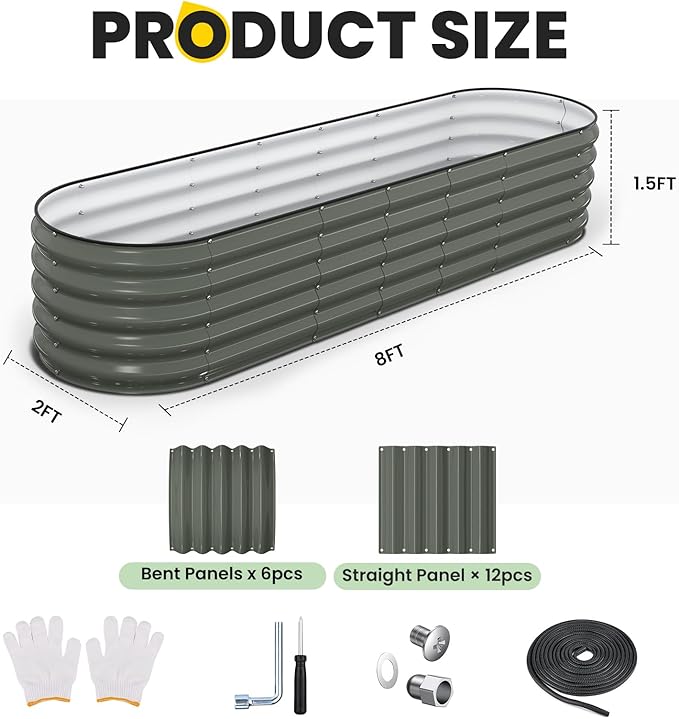 Galvanized Raised Garden Bed 8x2x1.5 FT, Oval Metal Raised Garden Bed Outdoor - Image 5