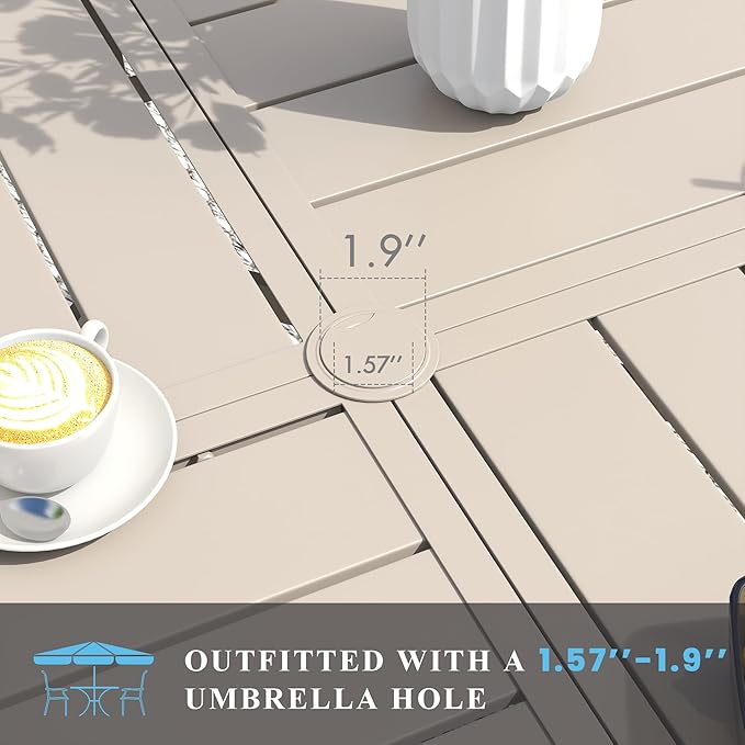 VICLLAX Patio Table and Chair Set of 10, All Weather Metal Round Outdoor Dining - Image 2