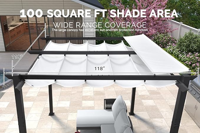 PURPLE LEAF 10' x 10' Outdoor Retractable Pergola - Image 6