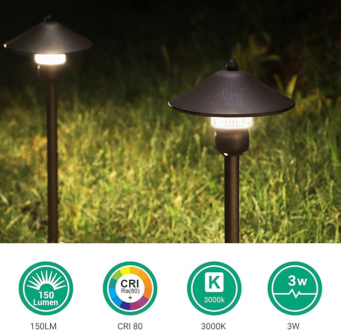 EDISHINE Low Voltage Pathway Lights, 3W 150 LM 3000K 16.5“ Tall LED Landscape - Image 2