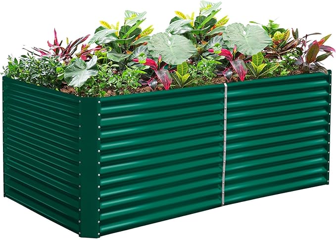 Land Guard 8x4x3ft Rectangular Galvanized Raised Garden Beds, Large-Capacity by LandGuard