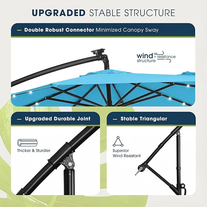 wikiwiki 10ft Solar LED Patio Umbrella - Image 7