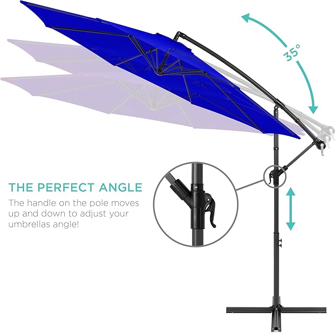 Best Choice Products 10ft Offset Cantilever Hanging Market Patio Umbrella - Image 4