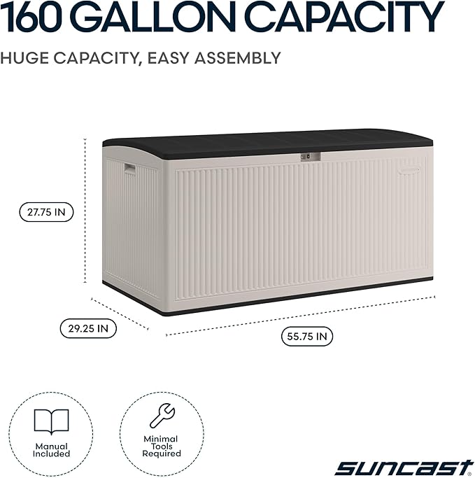 Suncast 160-Gal. Resin Extra-Large Outdoor Patio Deck Box - Image 3