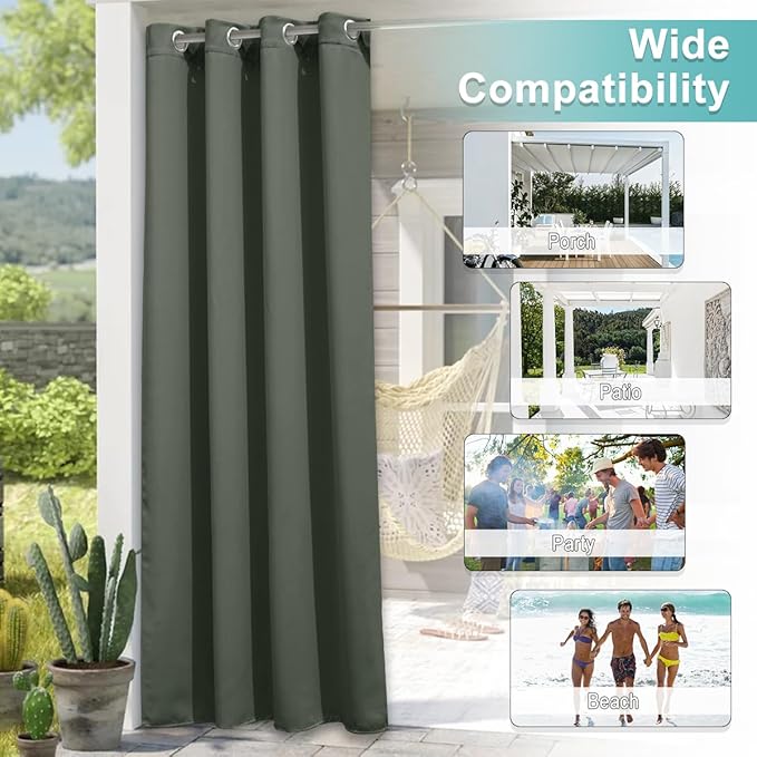 NICETOWN 2 Panels Long Outdoor Curtains - Image 5