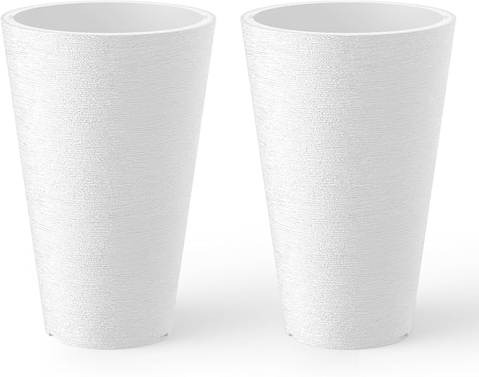 Kante Tall Round Planter Set of 2, 13 Inch Tall Decorative Planter Pots by Kante