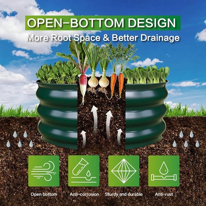 GARDMAX 2 Pack 2x2x1FT Galvanized Round Raised Garden Bed Kit, Metal Planter - Image 2