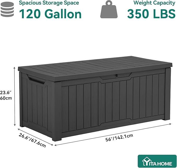YITAHOME 120 Gallon Outdoor Storage Deck Box, Large Resin Patio Storage - Image 9
