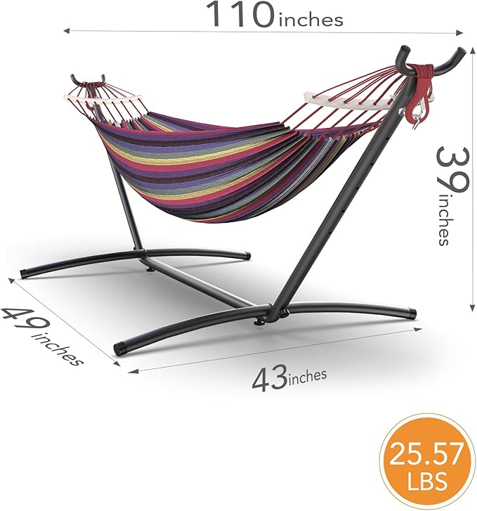 Double Hammock with Heavy-Duty Steel Stand, Easy Assembly, 600lbs Weight - Image 7