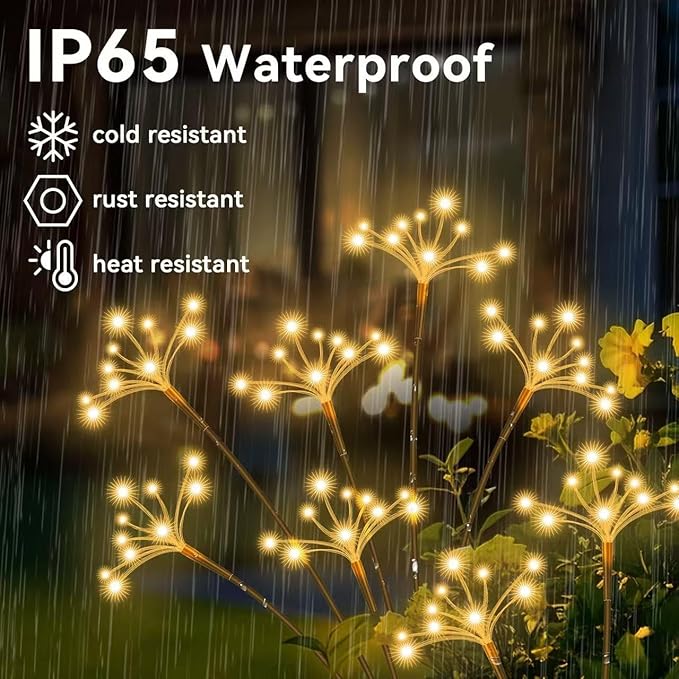 JJGoo Solar Garden Lights, New Upgraded 4 Pack Solar Swaying Starburst Light - Image 5