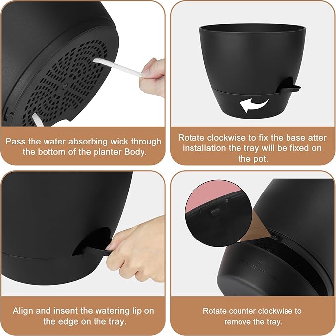 Plant Pots 12/10/9 Inch Self Watering Pots, Plastic Flower Pots, Nursery - Image 2