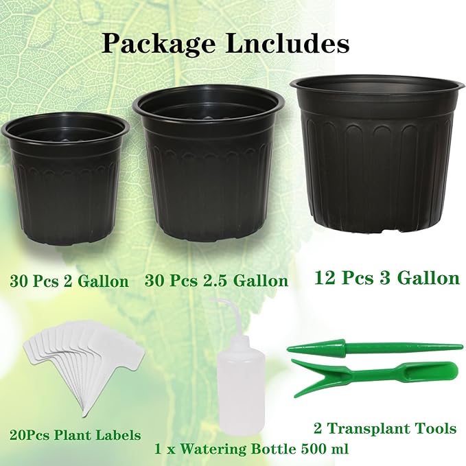 72-Pack 2/2.5/3 Gallon Flexible Plastic Plant Pots, Thickened Soft Seed - Image 4