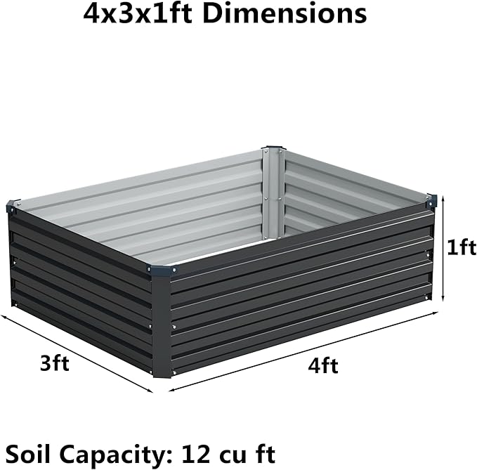 4x3x1 ft Galvanized Raised Garden Bed, Outdoor Planter Box Metal Patio Kit - Image 2
