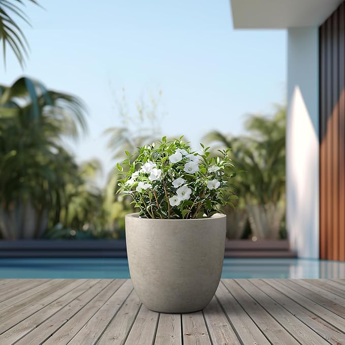 Kante 18 Inch Diameter Round Concrete Planter, Indoor Outdoor Large Plant Pot - Image 6
