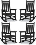 KINGYES Oversized Outdoor Rocking Chair Set of 4, All-Weather Patio Rocking by KINGYES